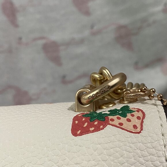 Coach Strawberry Print White Flap Shoulder Bag - Picture 5 of 7